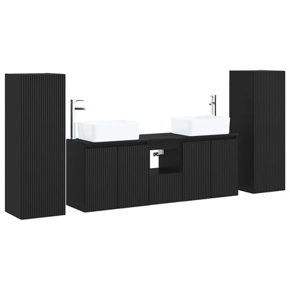 vidaXL Bathroom Furniture Set 5 pcs Black 33 x 34.5 x 100 cm 2