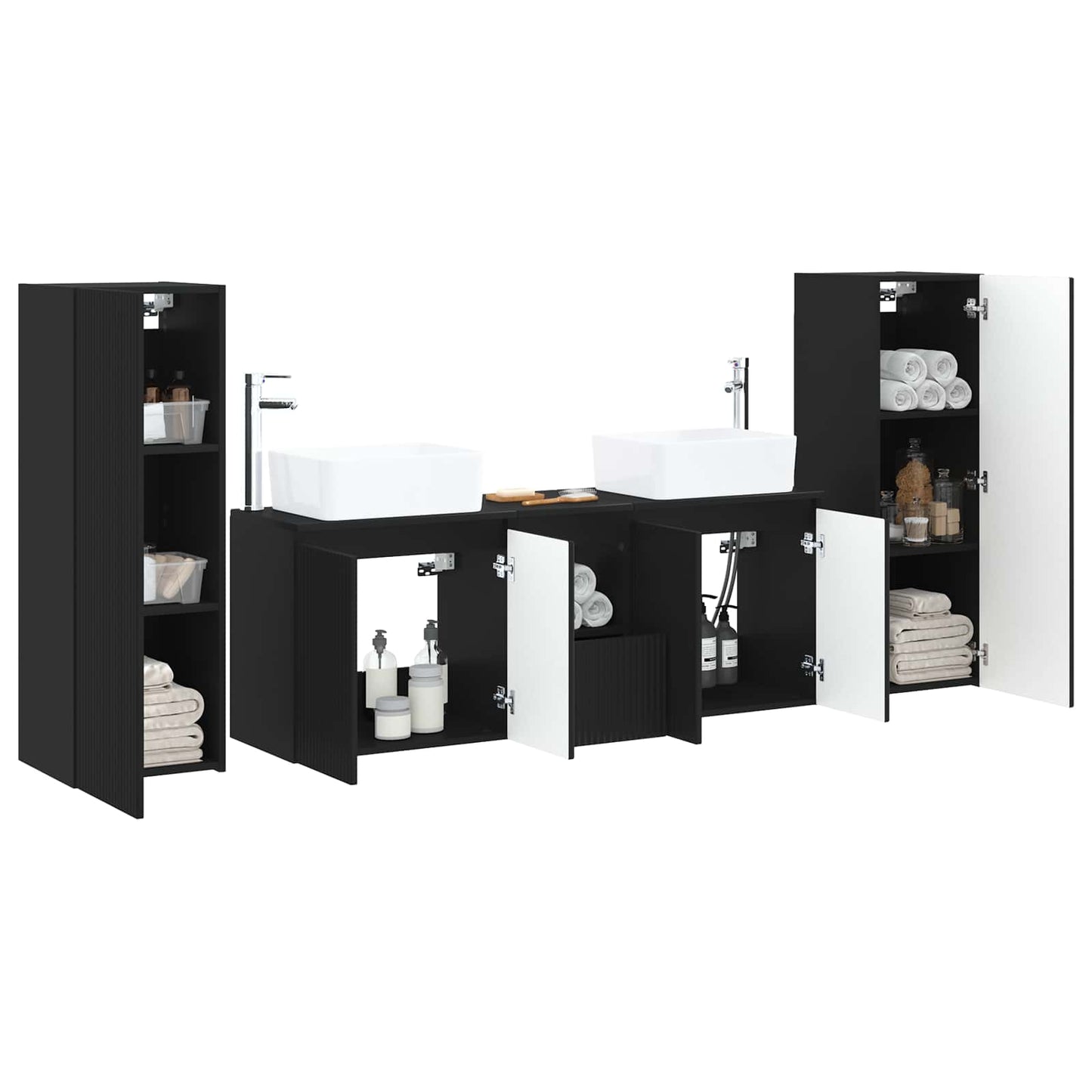 vidaXL Bathroom Furniture Set 5 pcs Black 33 x 34.5 x 100 cm 3