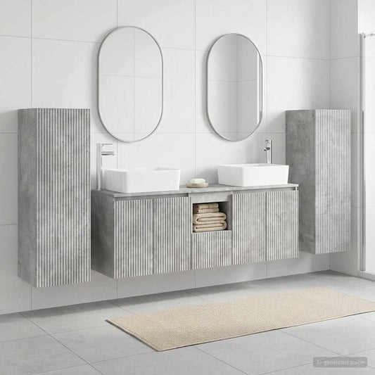 vidaXL Bathroom Furniture Set 5 pcs Concrete Grey 33 x 34.5 x 100 cm 1