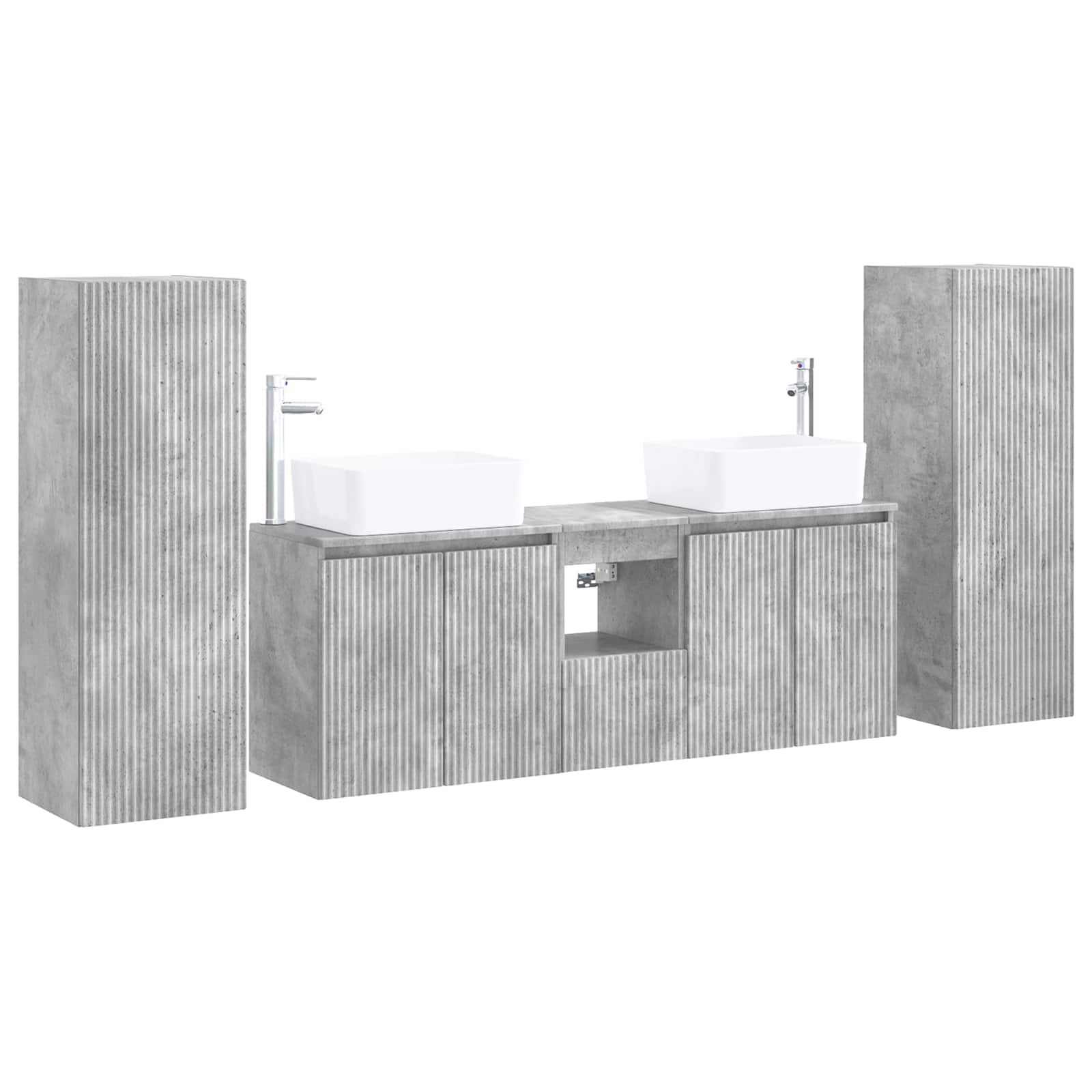 vidaXL Bathroom Furniture Set 5 pcs Concrete Grey 33 x 34.5 x 100 cm 2