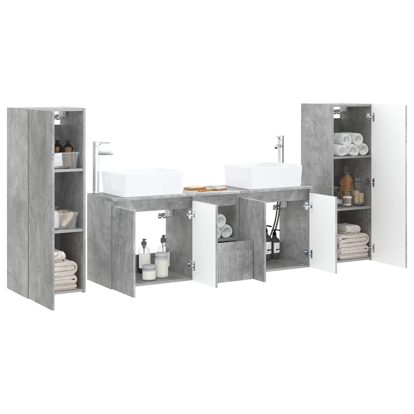 vidaXL Bathroom Furniture Set 5 pcs Concrete Grey 33 x 34.5 x 100 cm 3