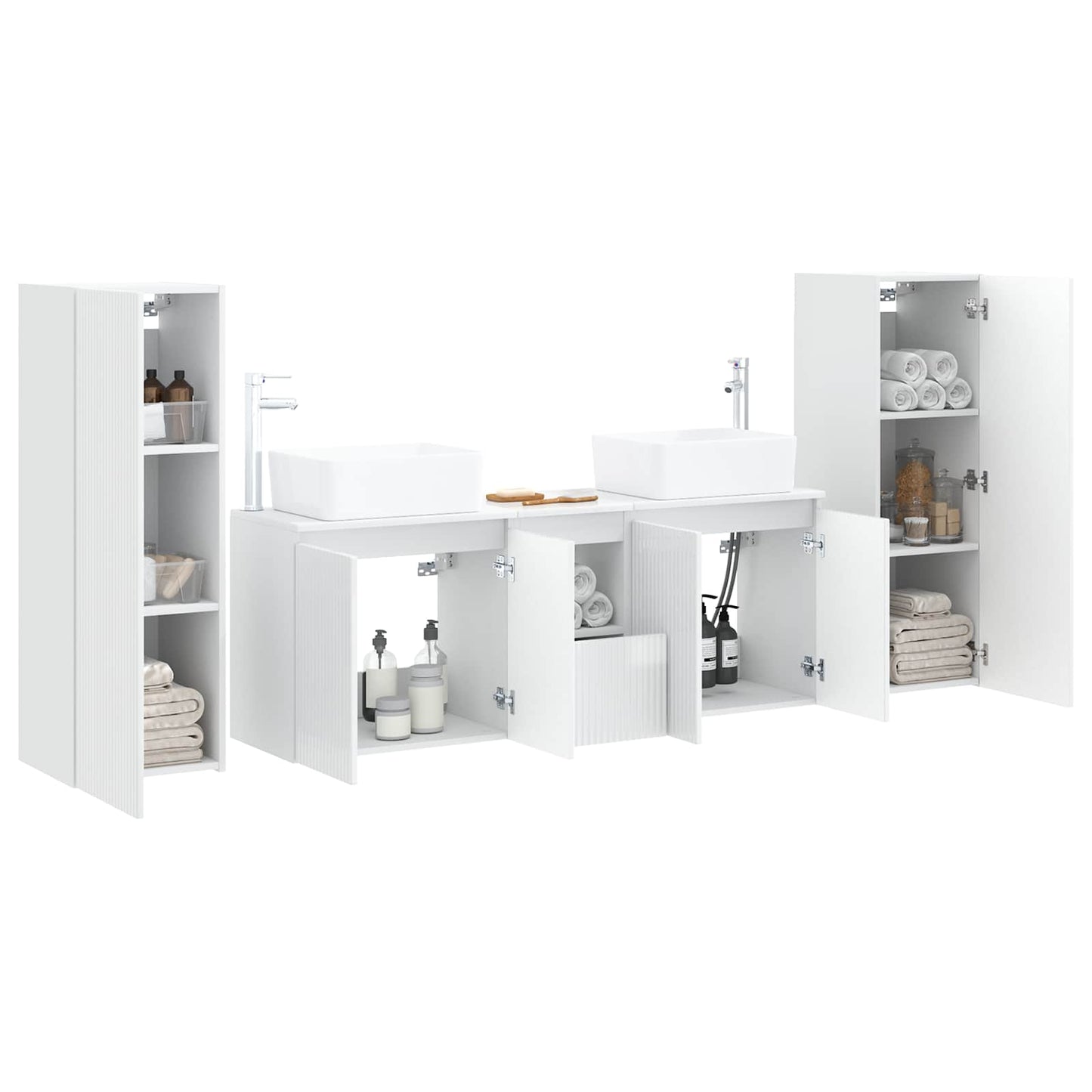 vidaXL Bathroom Furniture Set 5 pcs High Gloss White 3