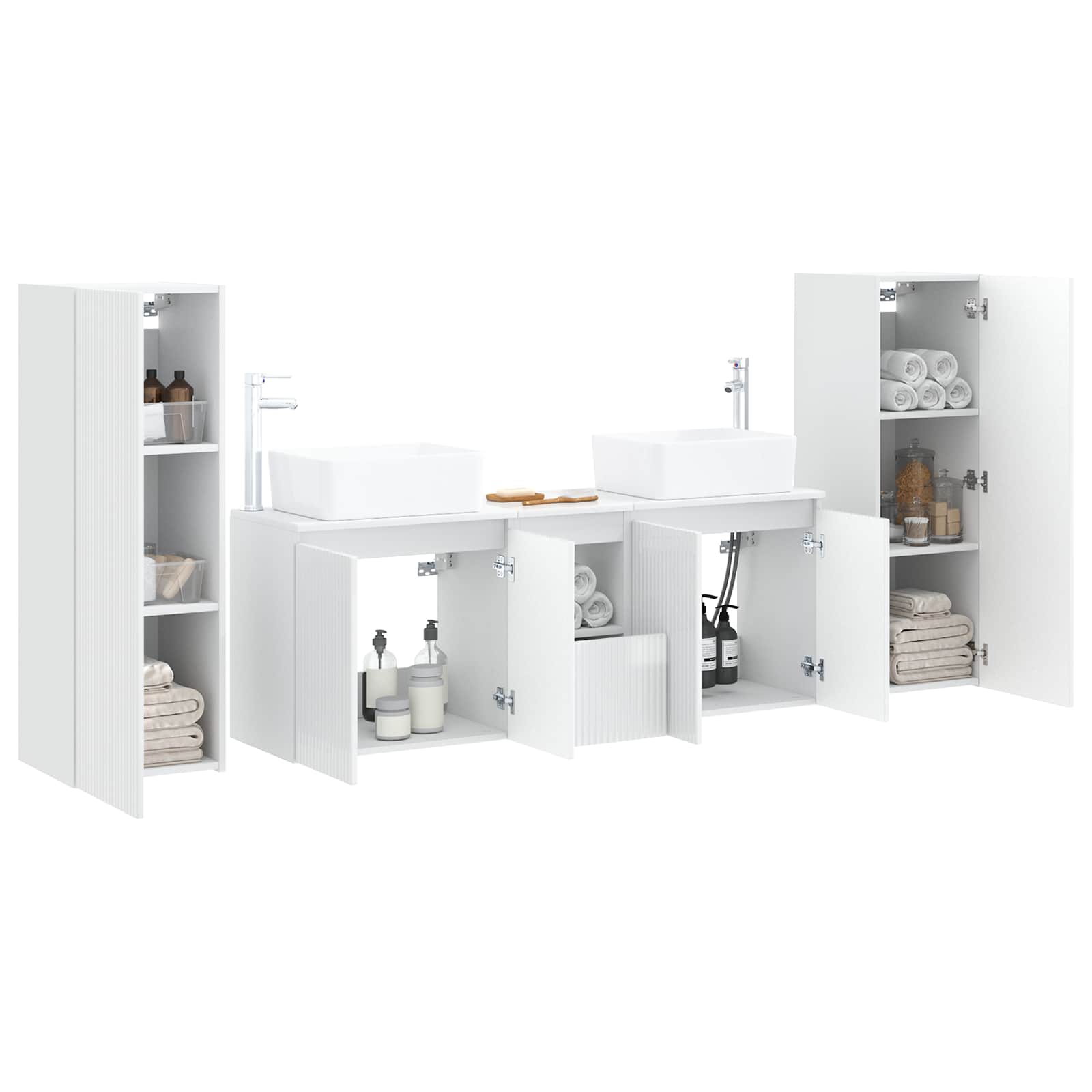 vidaXL Bathroom Furniture Set 5 pcs High Gloss White 3