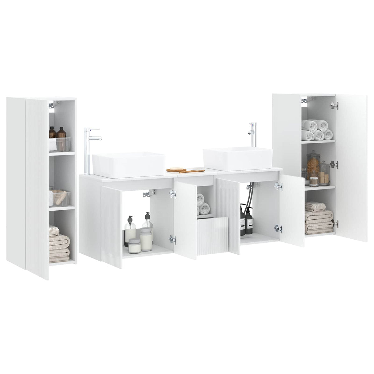 Bathroom Cabinet Set 5 pcs 136 x 35 x 80 cm High gloss white