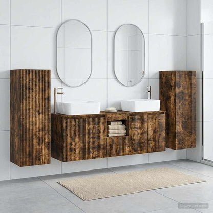 vidaXL Bathroom Furniture Set 5 pcs Smoked Oak 33 x 34.5 x 100 cm 1