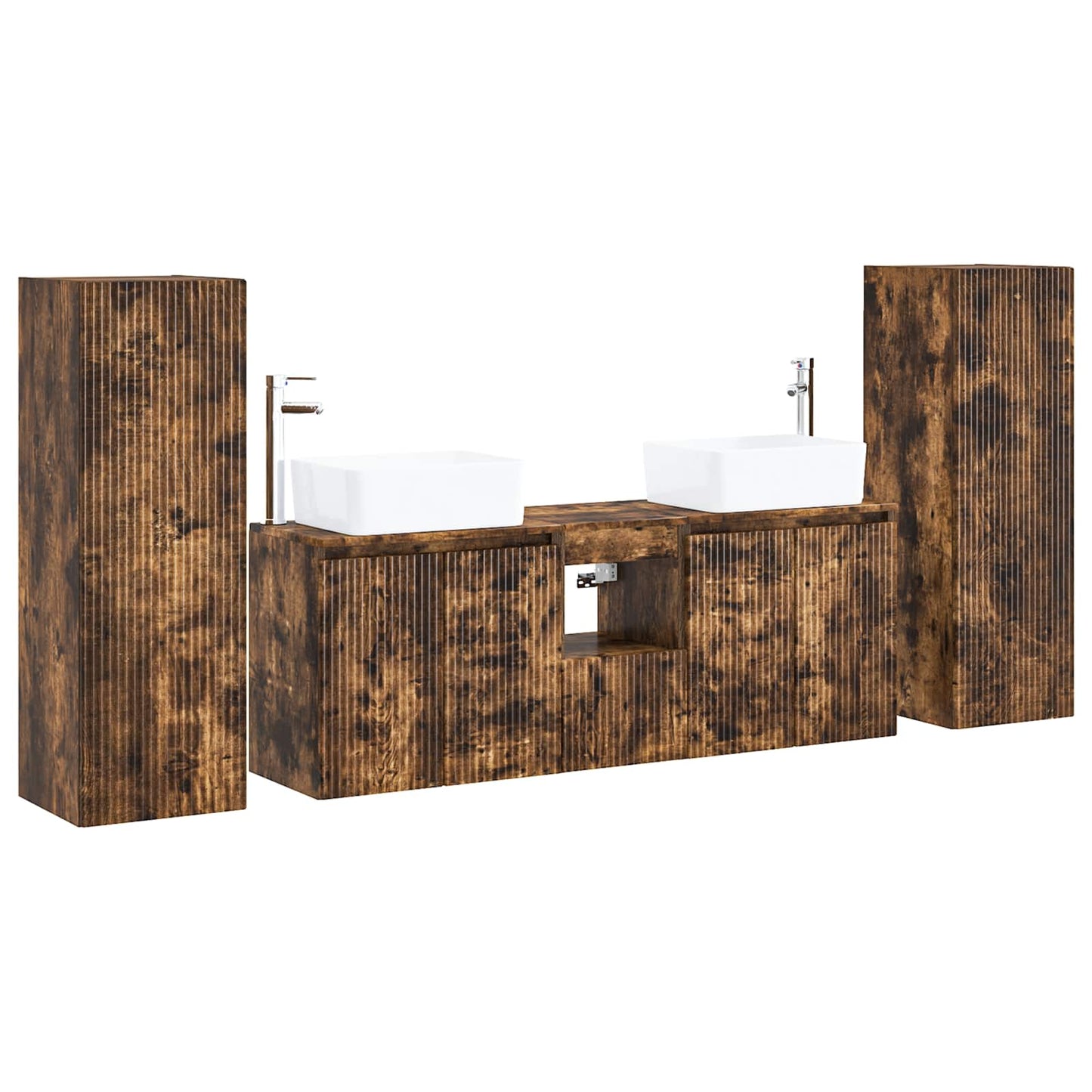 vidaXL Bathroom Furniture Set 5 pcs Smoked Oak 33 x 34.5 x 100 cm 2