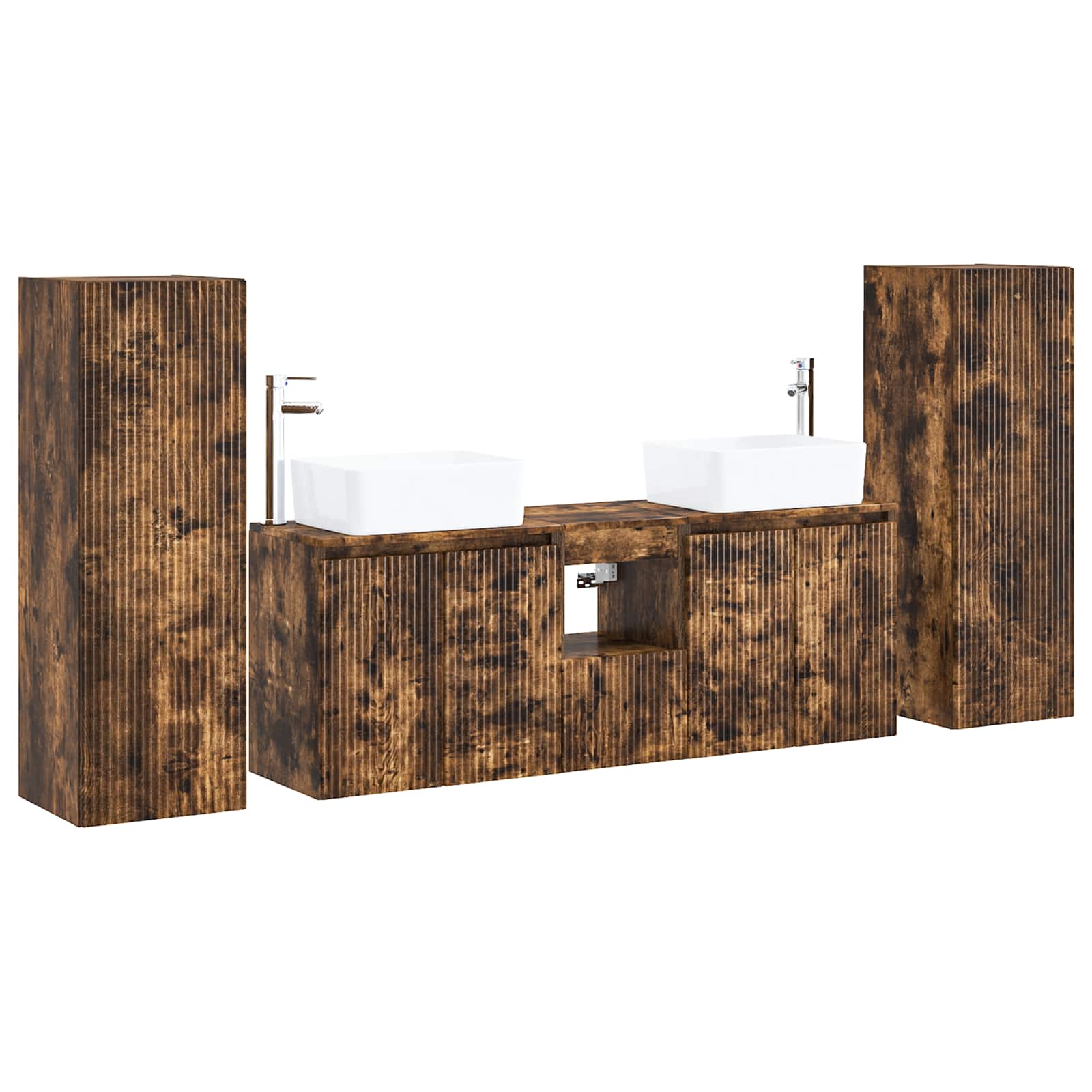 vidaXL Bathroom Furniture Set 5 pcs Smoked Oak 33 x 34.5 x 100 cm 2