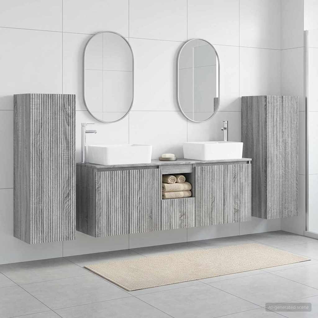 vidaXL Bathroom Furniture Set 5 pcs Grey Sonoma 33 x 34.5 x 100 cm 1