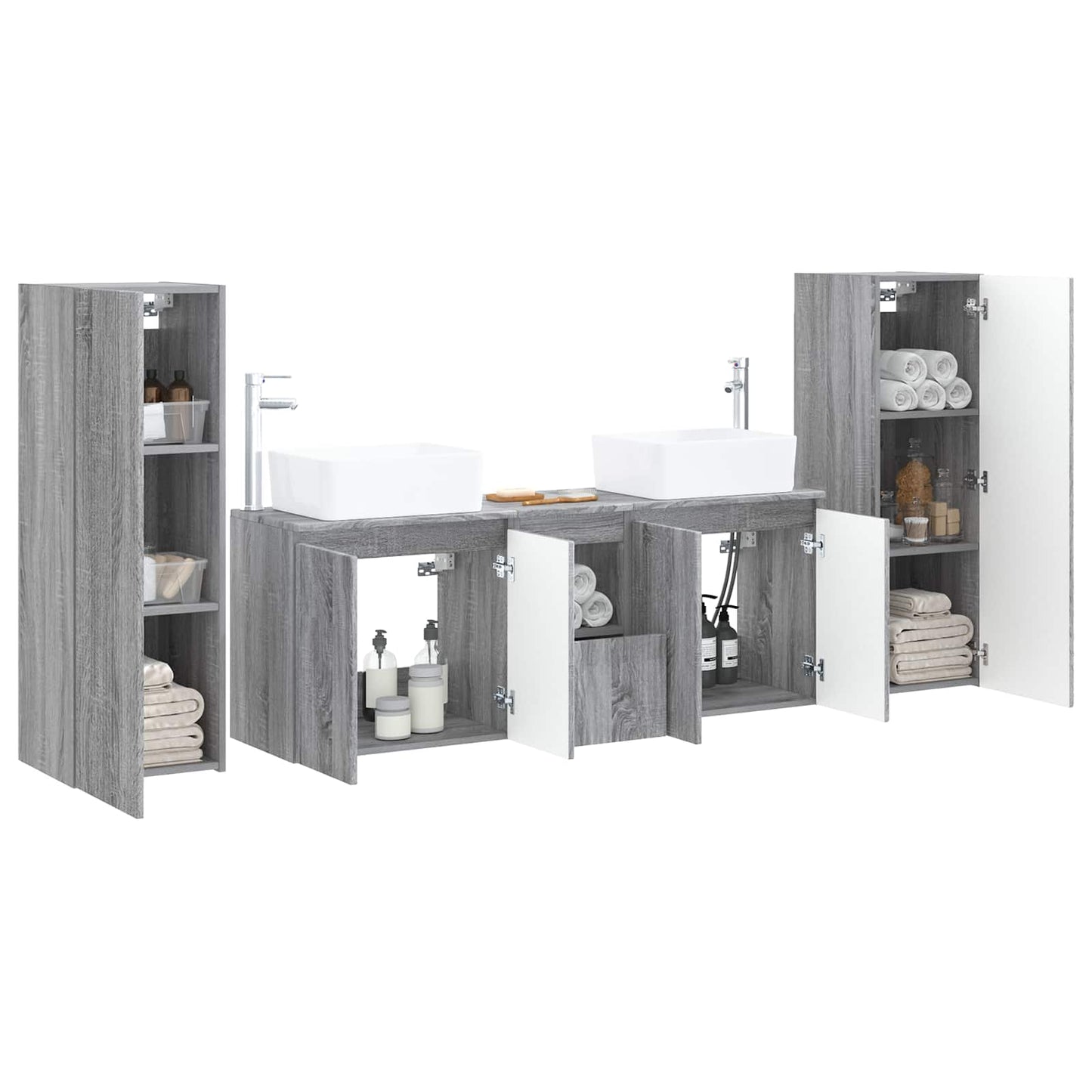 vidaXL Bathroom Furniture Set 5 pcs Grey Sonoma 33 x 34.5 x 100 cm 3