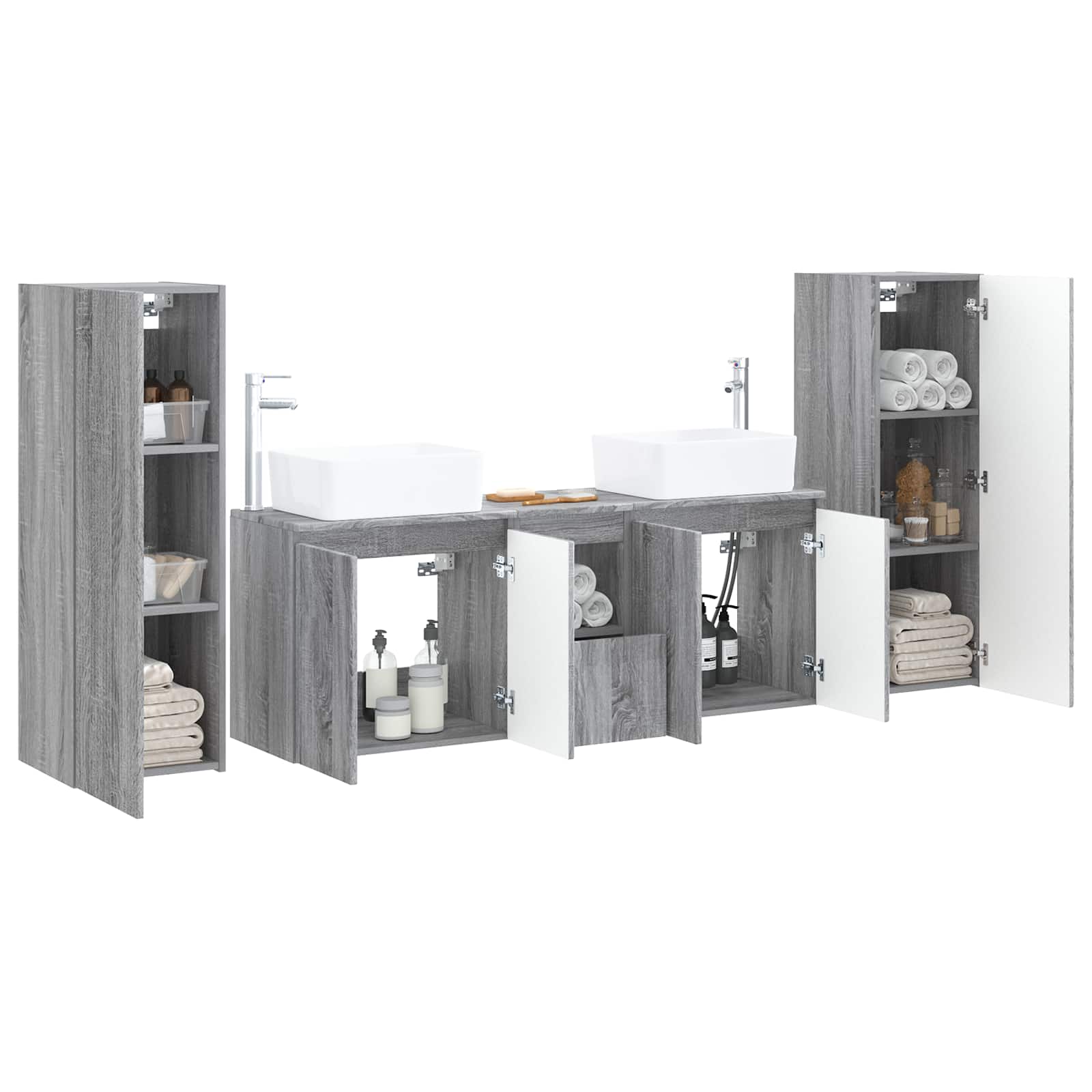 vidaXL Bathroom Furniture Set 5 pcs Grey Sonoma 33 x 34.5 x 100 cm 3