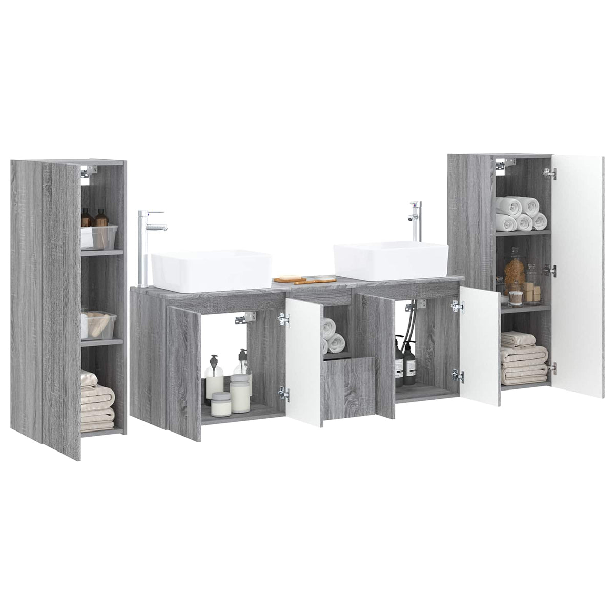 Bathroom Cabinet Set 5 pcs 136 x 35 x 80 cm Grey sonoma