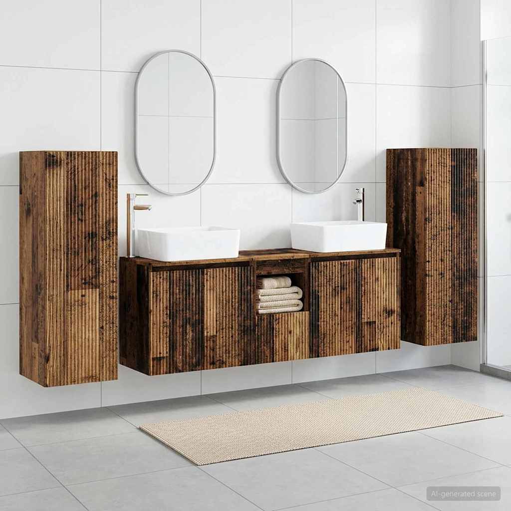 vidaXL Bathroom Furniture Set 5 pcs Old Wood 33 x 34.5 x 100 cm 1