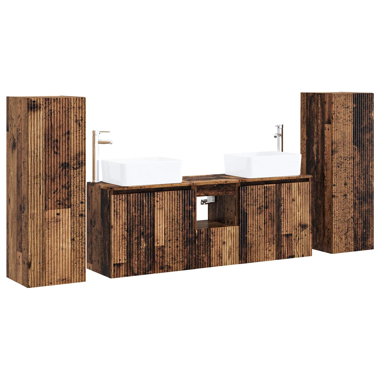 vidaXL Bathroom Furniture Set 5 pcs Old Wood 33 x 34.5 x 100 cm 2
