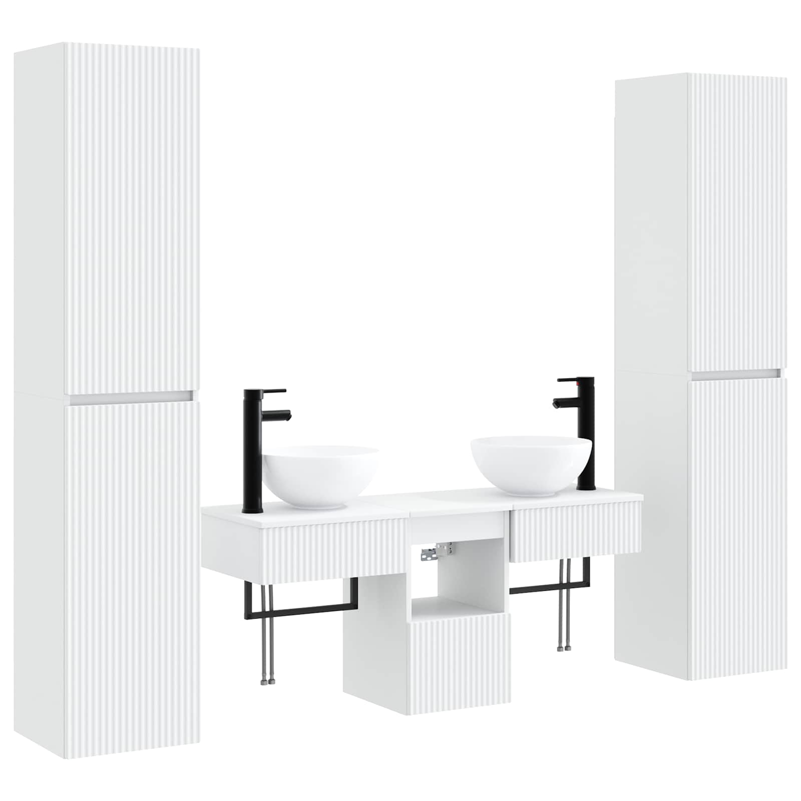 vidaXL Bathroom Furniture Set 5 pcs White 33 x 34.5 x 160 cm 2