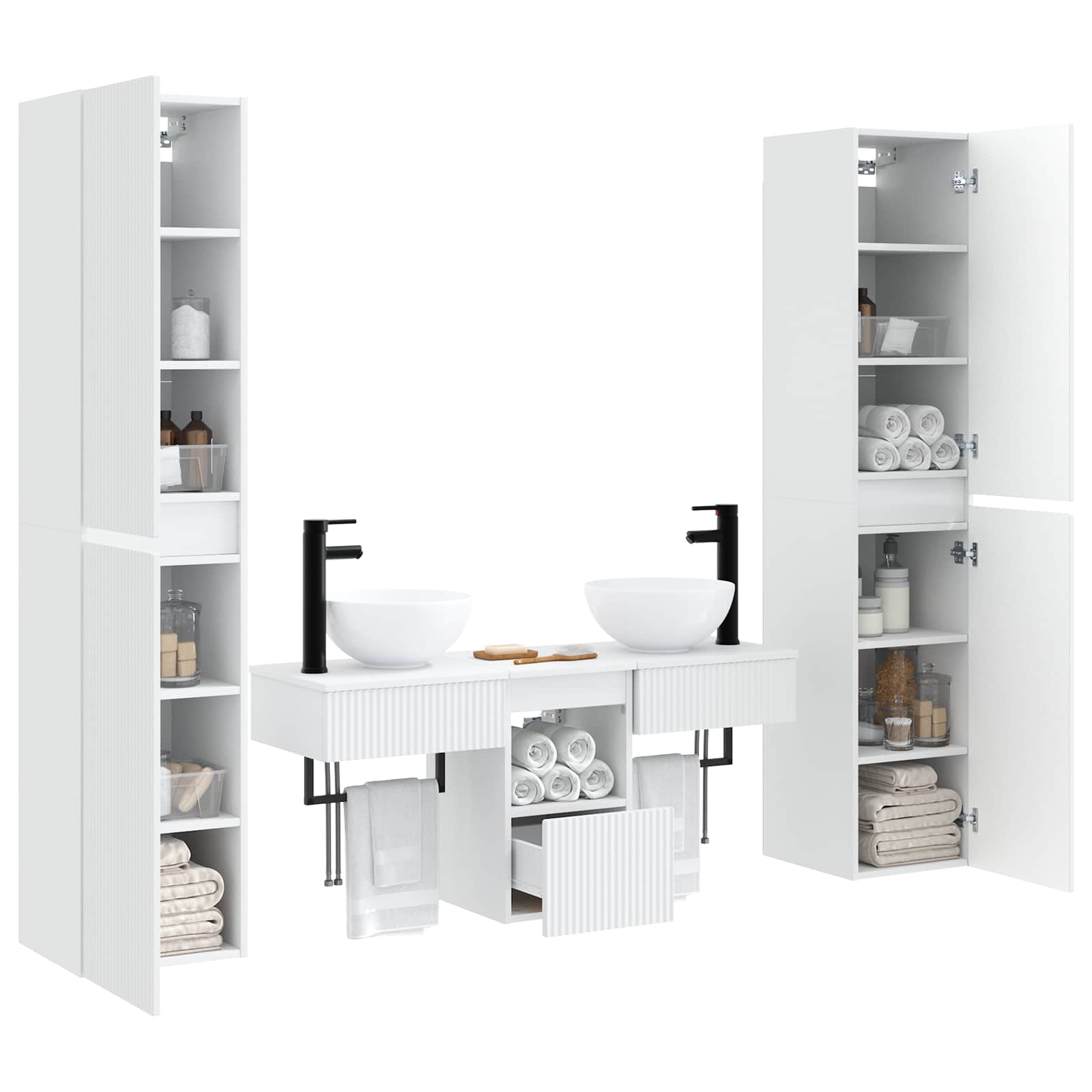 vidaXL Bathroom Furniture Set 5 pcs White 33 x 34.5 x 160 cm 3