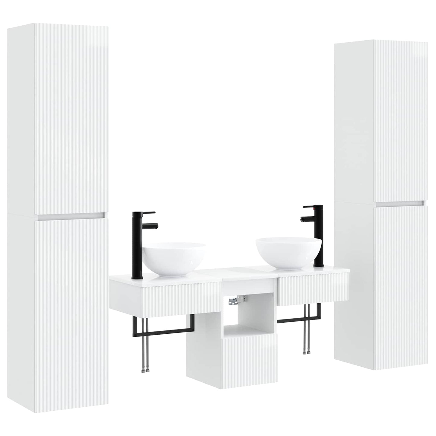 vidaXL Bathroom Furniture Set 5 pcs High Gloss White 2