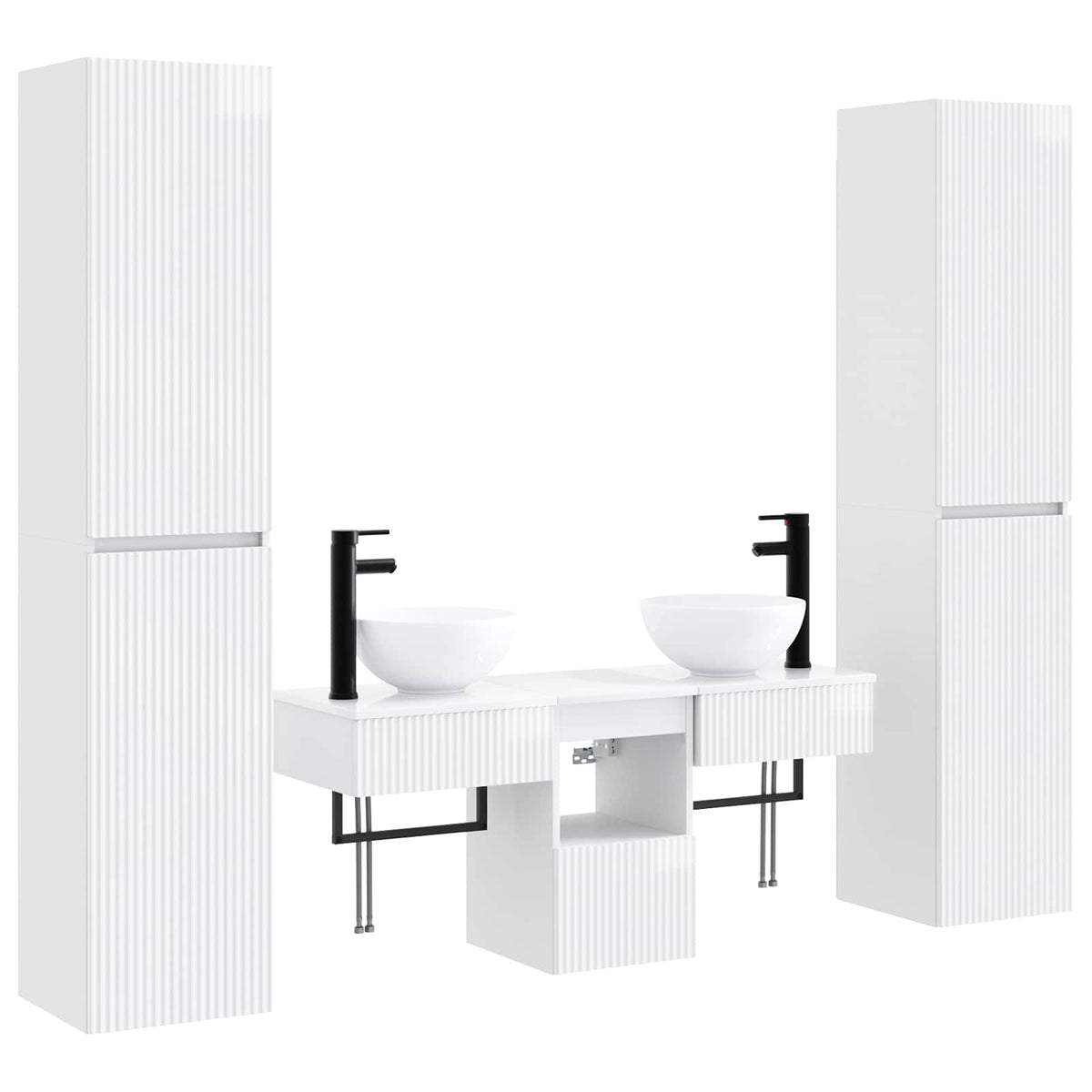 Bathroom Cabinet Set 5 pcs 33 x 34.5 x 160 cm High gloss white