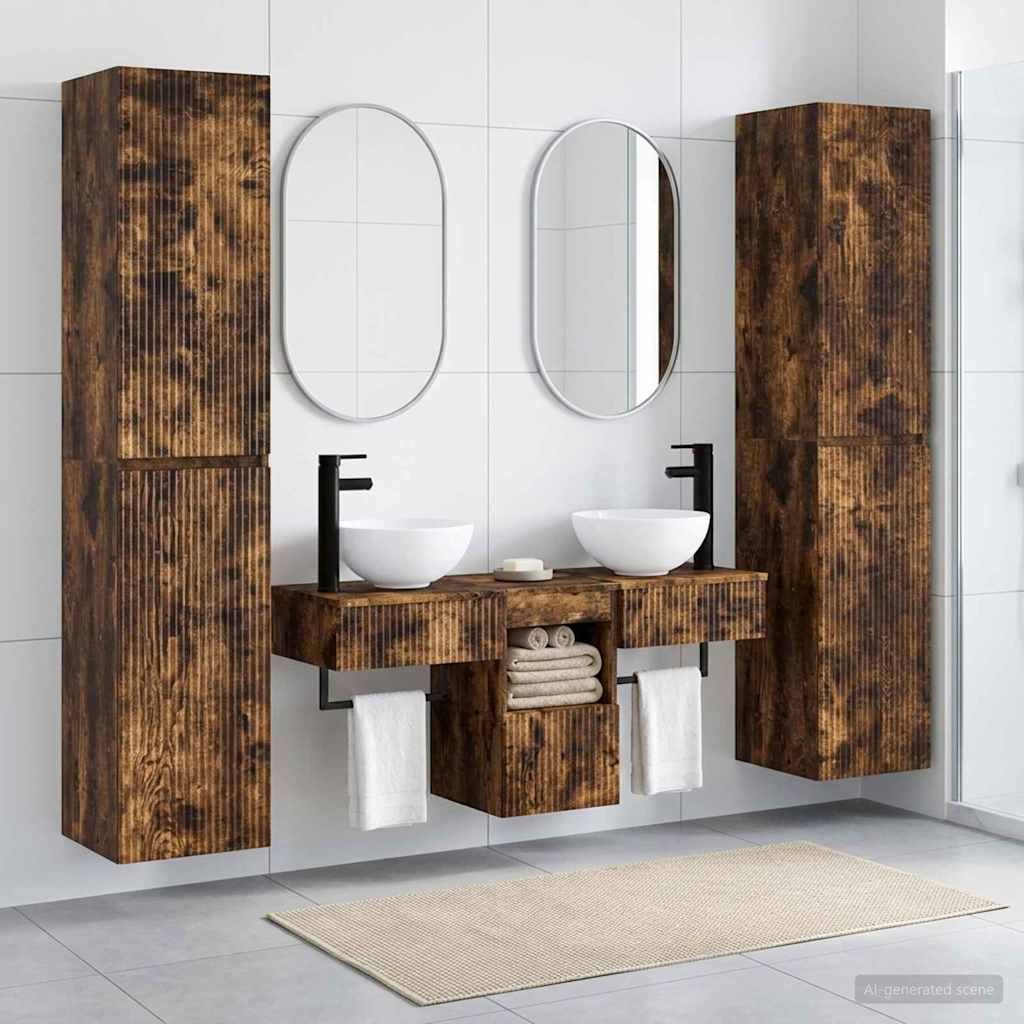 vidaXL Bathroom Furniture Set 5 pcs Smoked Oak 33 x 34.5 x 160 cm 1