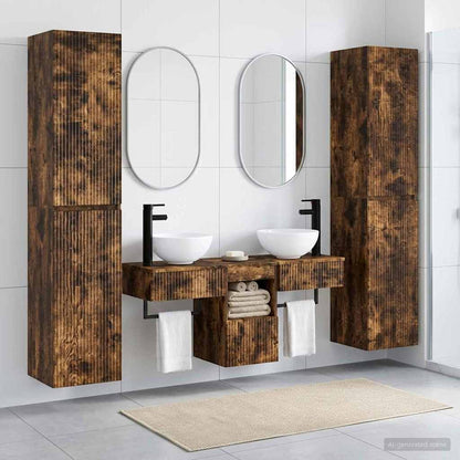 vidaXL Bathroom Furniture Set 5 pcs Smoked Oak 33 x 34.5 x 160 cm 1