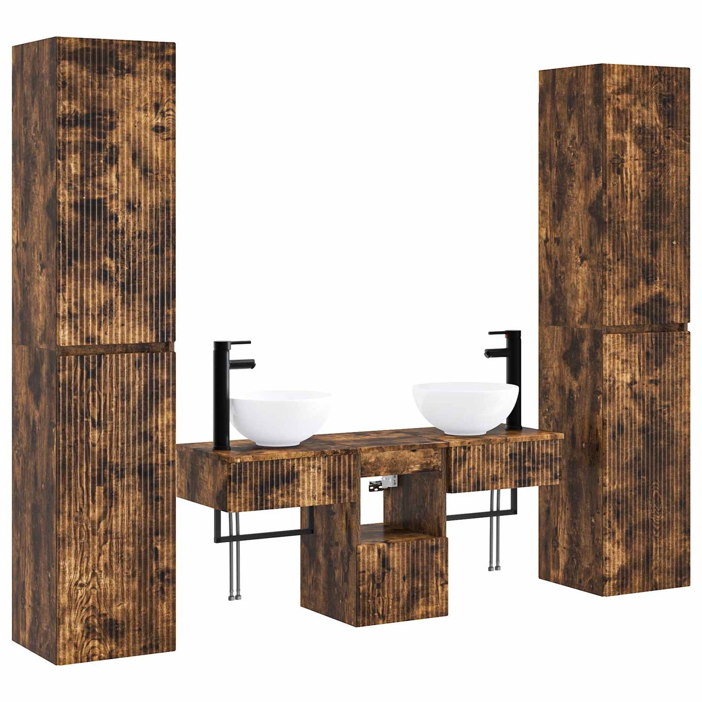 vidaXL Bathroom Furniture Set 5 pcs Smoked Oak 33 x 34.5 x 160 cm 2