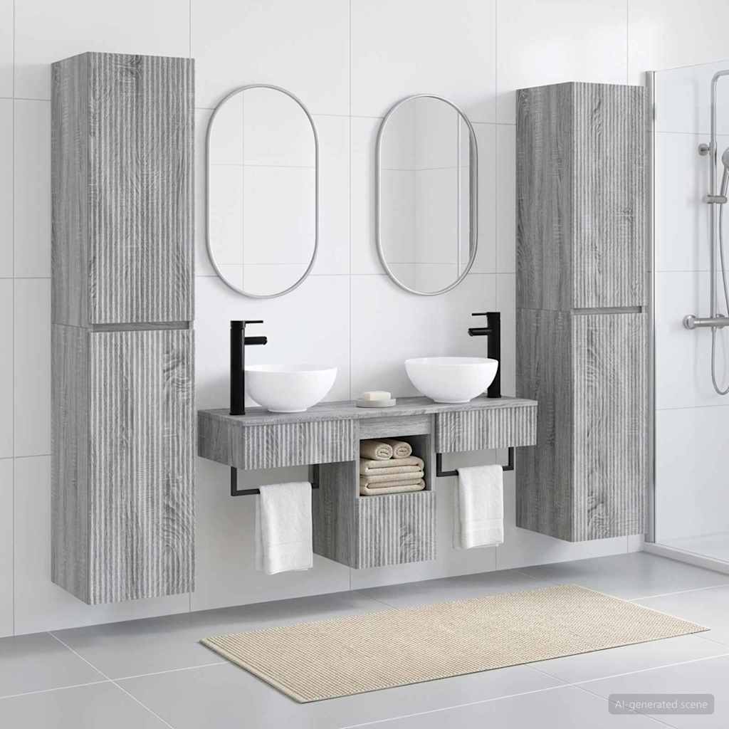 vidaXL Bathroom Furniture Set 5 pcs Grey Sonoma 33 x 34.5 x 160 cm 1