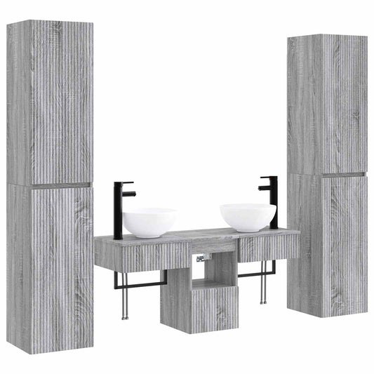 vidaXL Bathroom Furniture Set 5 pcs Grey Sonoma 33 x 34.5 x 160 cm 2