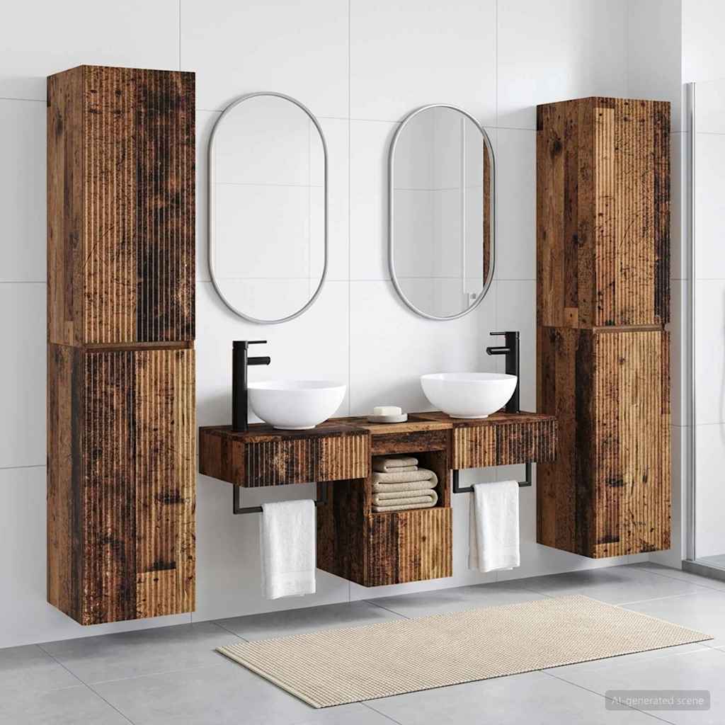 vidaXL Bathroom Furniture Set 5 pcs Old Wood 33 x 34.5 x 160 cm 1
