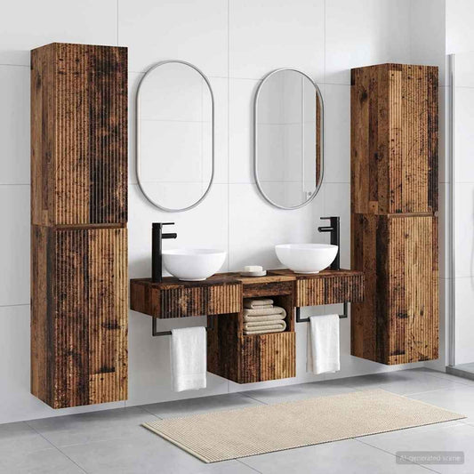 vidaXL Bathroom Furniture Set 5 pcs Old Wood 33 x 34.5 x 160 cm 1