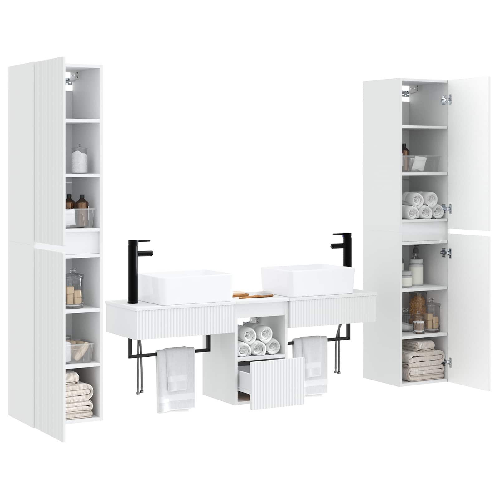 vidaXL Bathroom Furniture Set 5 pcs White 33 x 34.5 x 160 cm 3