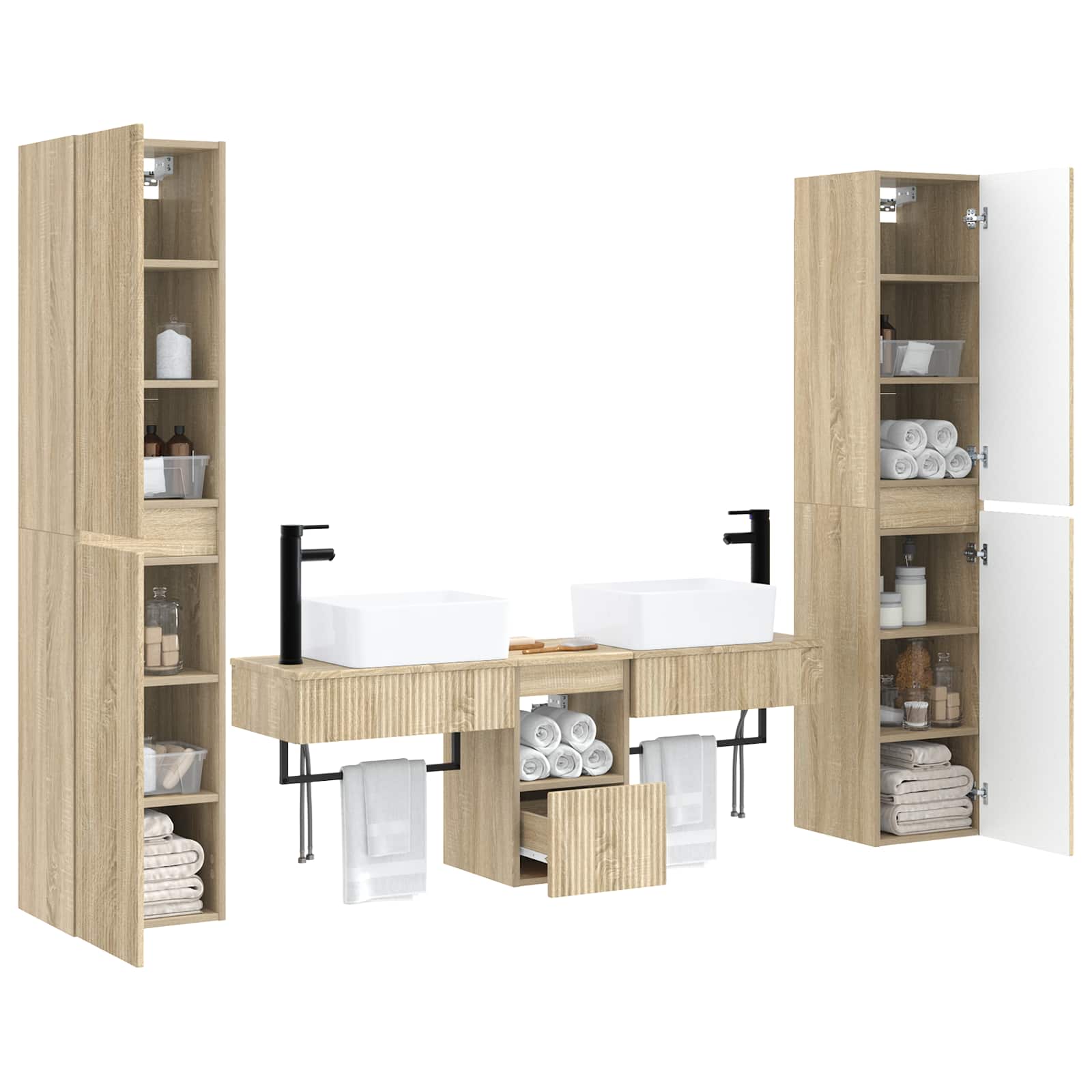vidaXL Bathroom Furniture Set 5 pcs Sonoma Oak 33 x 34.5 x 160 cm 3