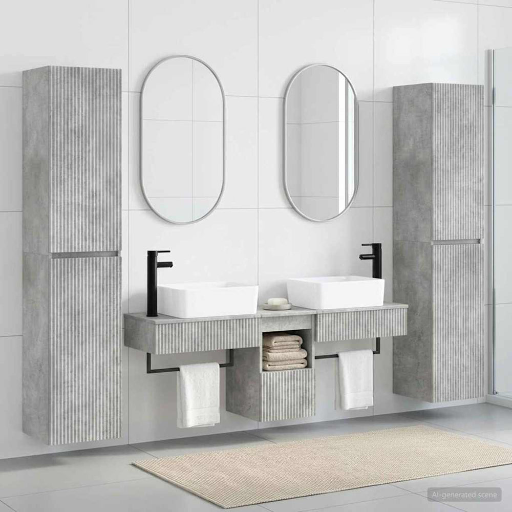 vidaXL Bathroom Furniture Set 5 pcs Concrete Grey 33 x 34.5 x 160 cm