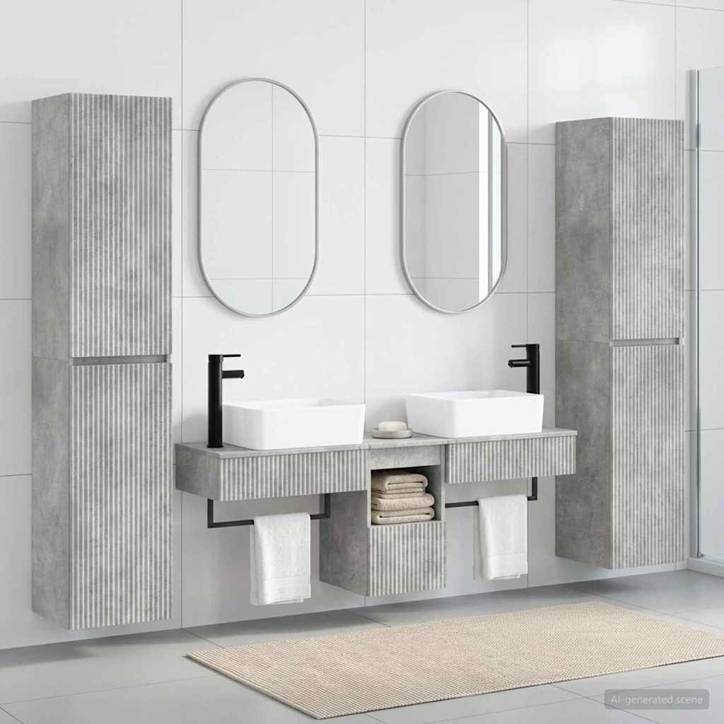 vidaXL Bathroom Furniture Set 5 pcs Concrete Grey 33 x 34.5 x 160 cm 1