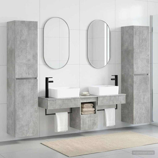 vidaXL Bathroom Furniture Set 5 pcs Concrete Grey 33 x 34.5 x 160 cm 1