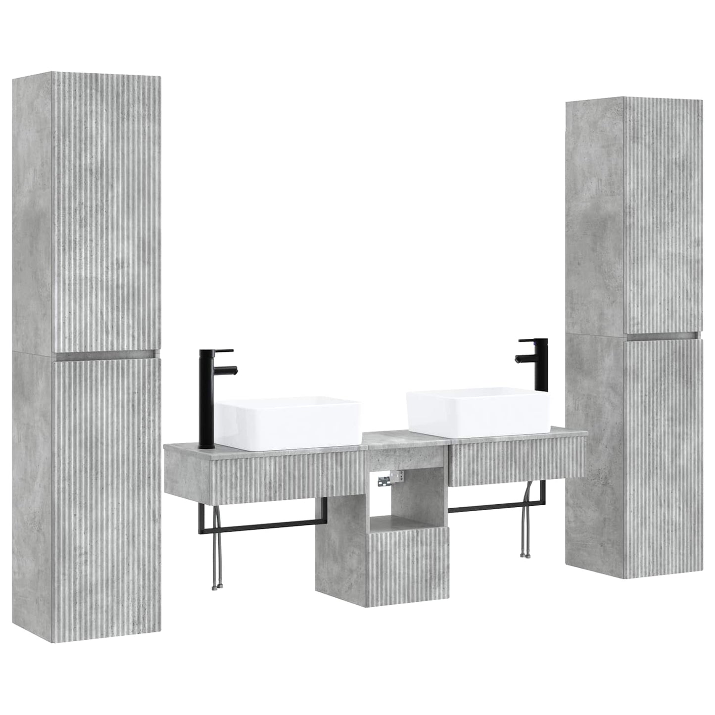 vidaXL Bathroom Furniture Set 5 pcs Concrete Grey 33 x 34.5 x 160 cm 2