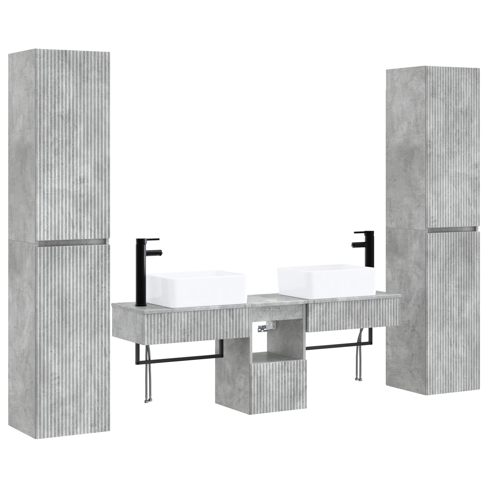 vidaXL Bathroom Furniture Set 5 pcs Concrete Grey 33 x 34.5 x 160 cm 2