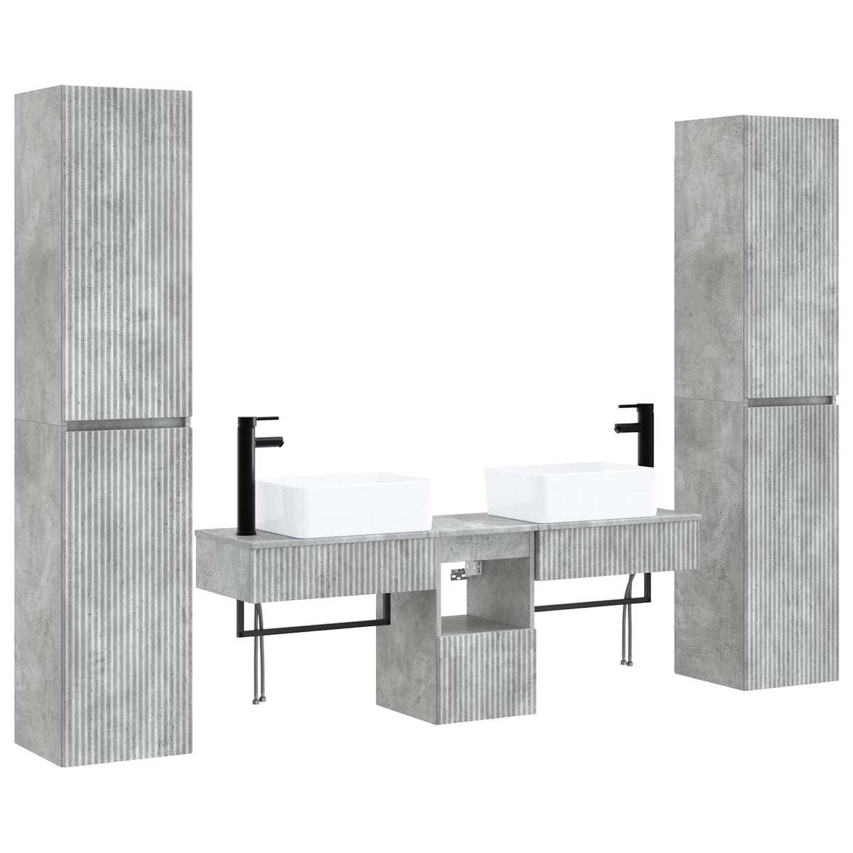 Bathroom Cabinet Set 5 pcs 33 x 34.5 x 160 cm Concrete grey