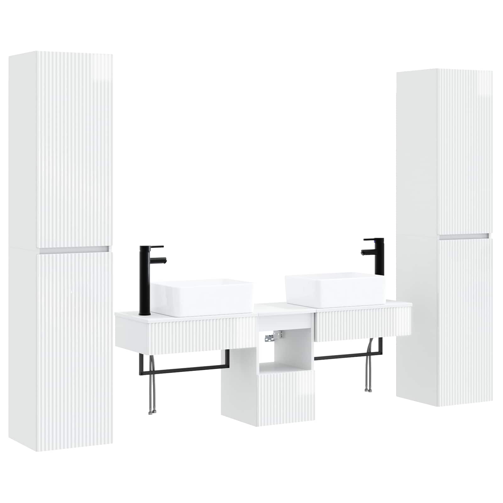 vidaXL Bathroom Furniture Set 5 pcs High Gloss White 2