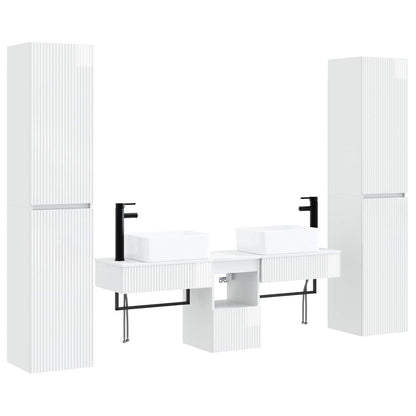 vidaXL Bathroom Furniture Set 5 pcs High Gloss White 2
