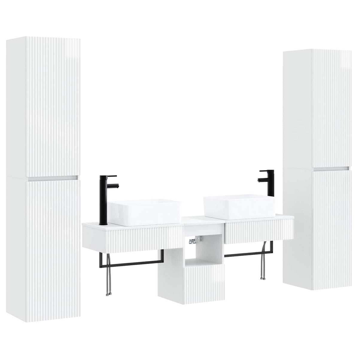 Bathroom Cabinet Set 5 pcs 33 x 34.5 x 160 cm High gloss white