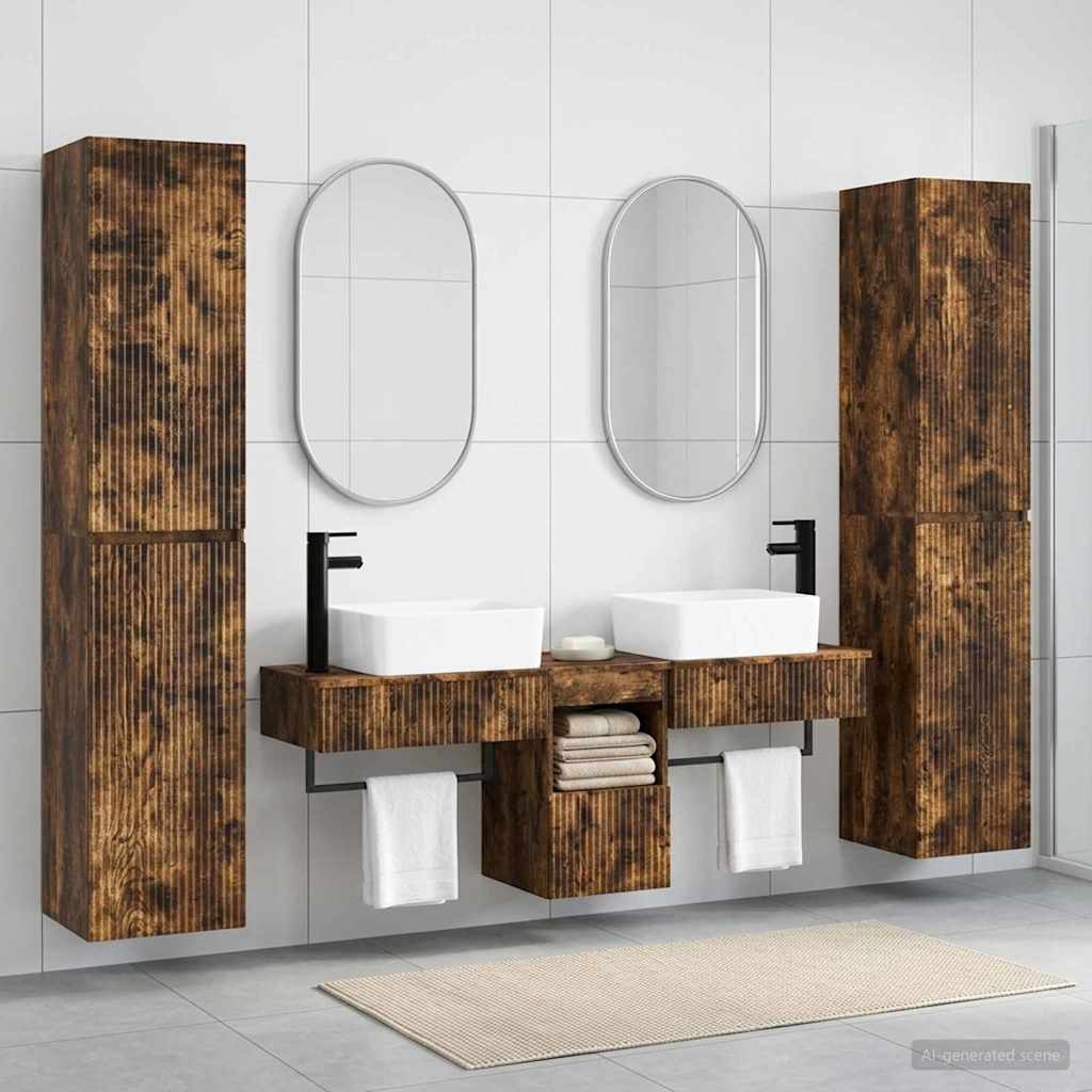 vidaXL Bathroom Furniture Set 5 pcs Smoked Oak 33 x 34.5 x 160 cm 1