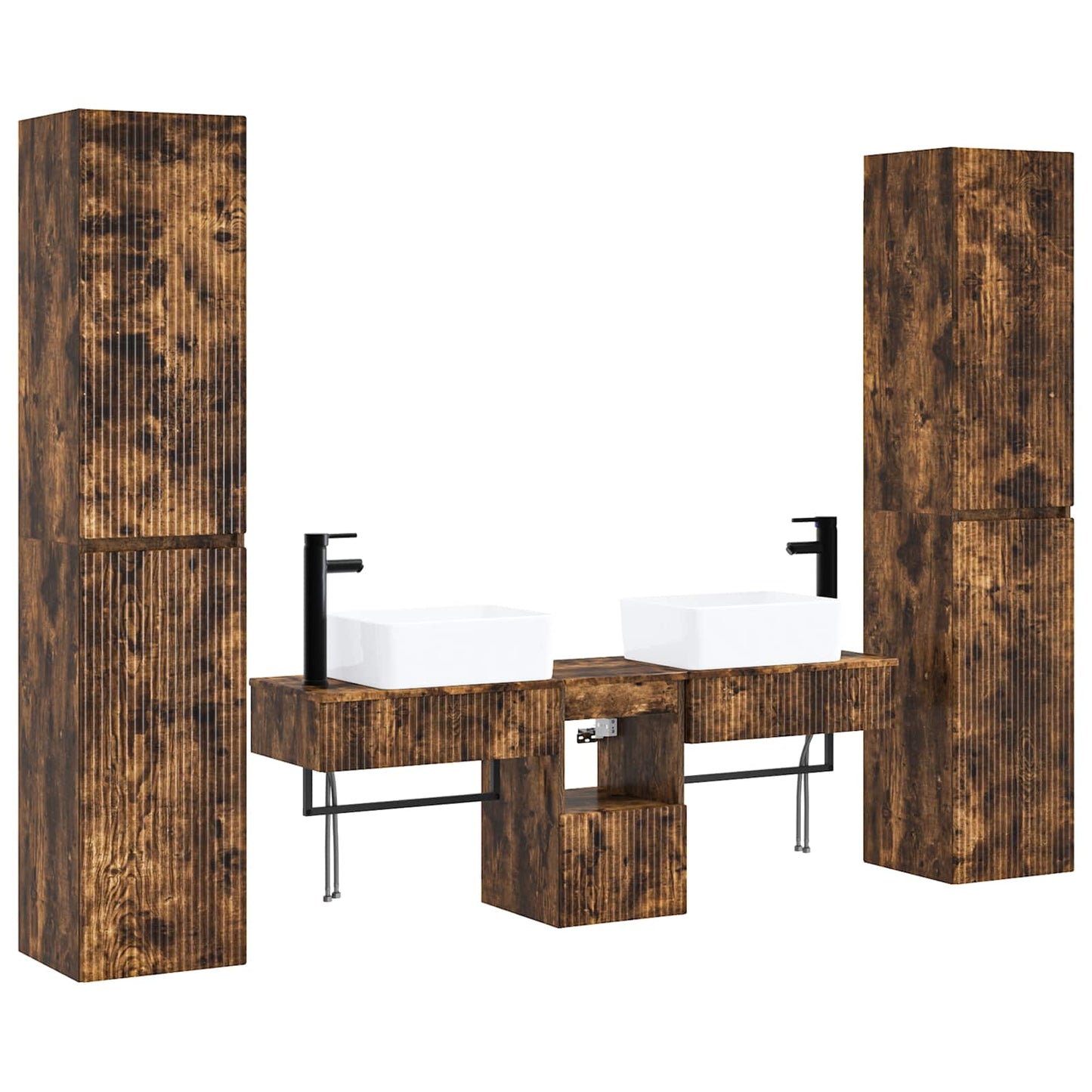 vidaXL Bathroom Furniture Set 5 pcs Smoked Oak 33 x 34.5 x 160 cm 2