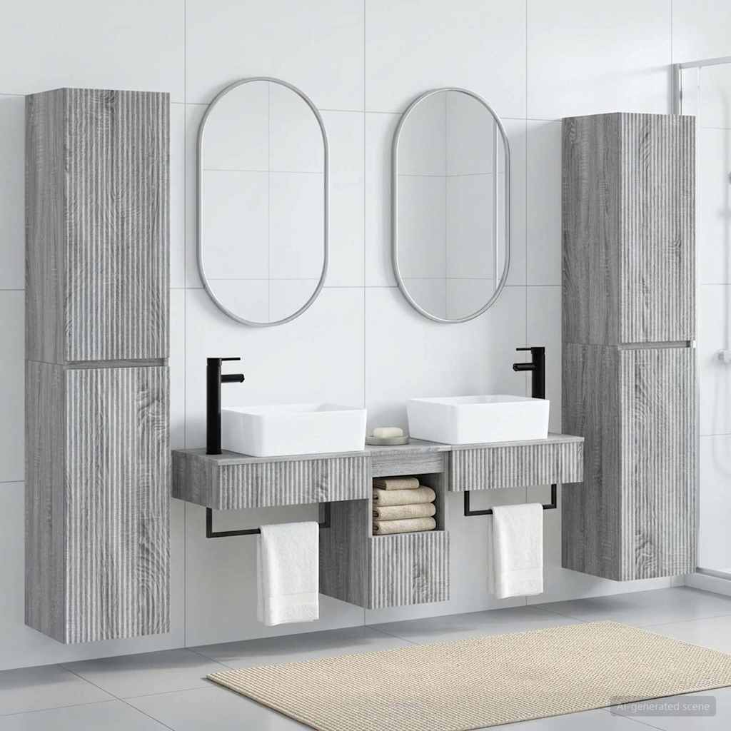 vidaXL Bathroom Furniture Set 5 pcs Grey Sonoma 33 x 34.5 x 160 cm 1