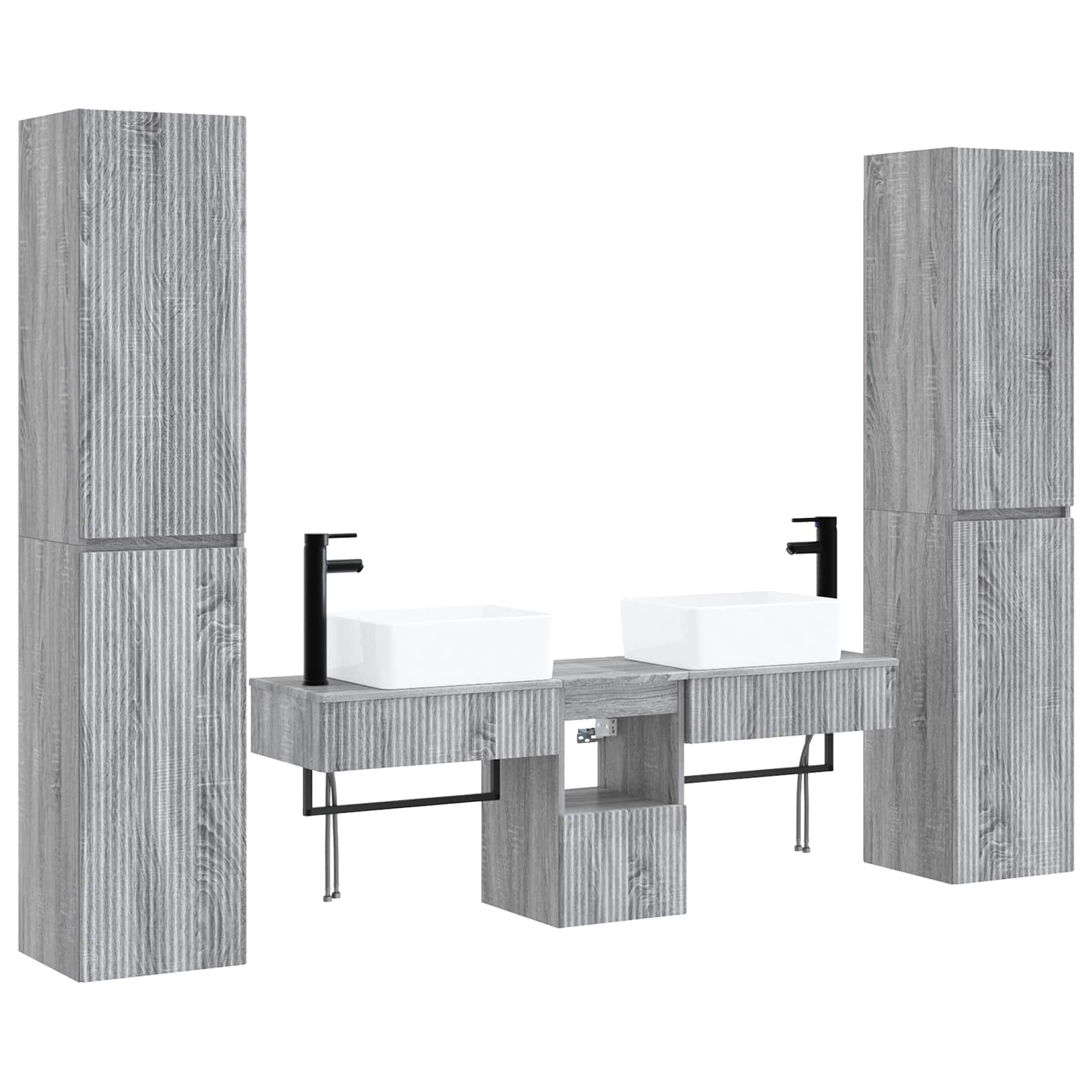 vidaXL Bathroom Furniture Set 5 pcs Grey Sonoma 33 x 34.5 x 160 cm 2