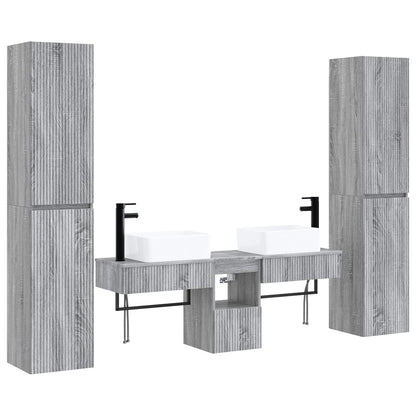 vidaXL Bathroom Furniture Set 5 pcs Grey Sonoma 33 x 34.5 x 160 cm 2
