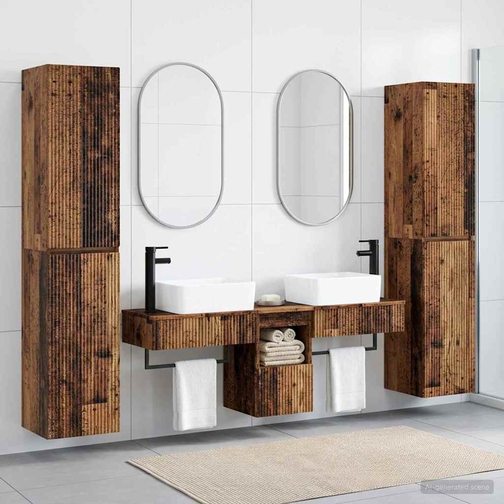 vidaXL Bathroom Furniture Set 5 pcs Old Wood 33 x 34.5 x 160 cm 1