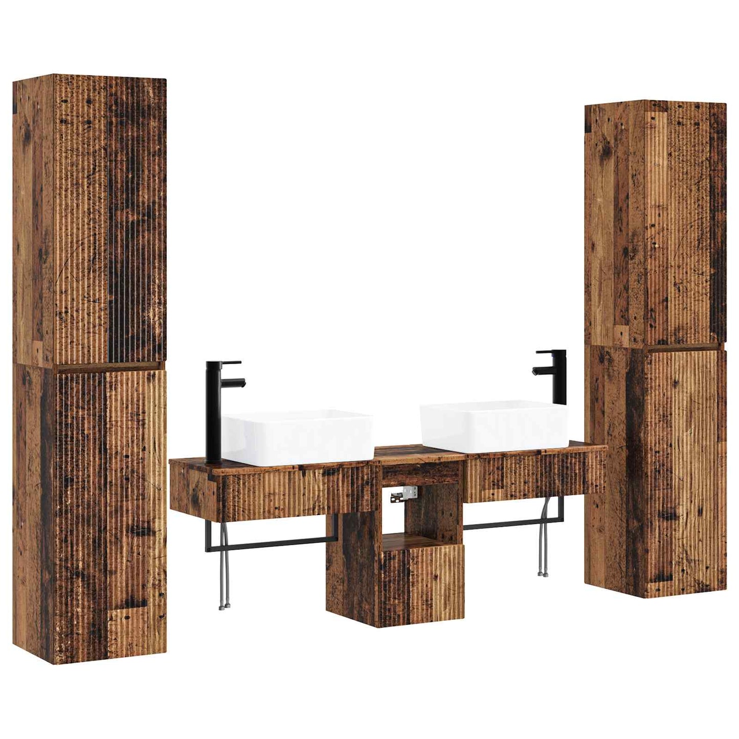 vidaXL Bathroom Furniture Set 5 pcs Old Wood 33 x 34.5 x 160 cm 2