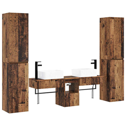 vidaXL Bathroom Furniture Set 5 pcs Old Wood 33 x 34.5 x 160 cm 2
