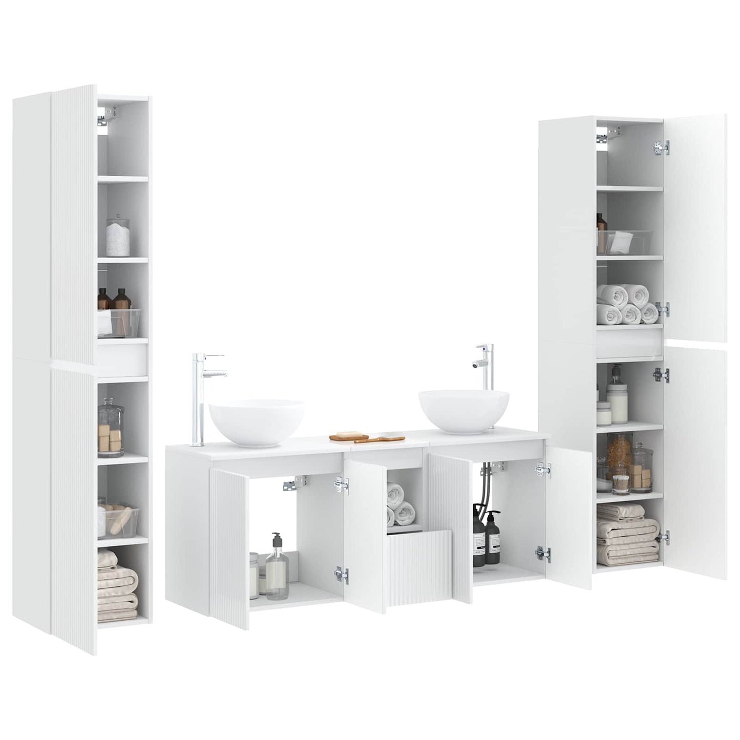 vidaXL Bathroom Furniture Set 5 pcs White 33 x 34.5 x 160 cm 3