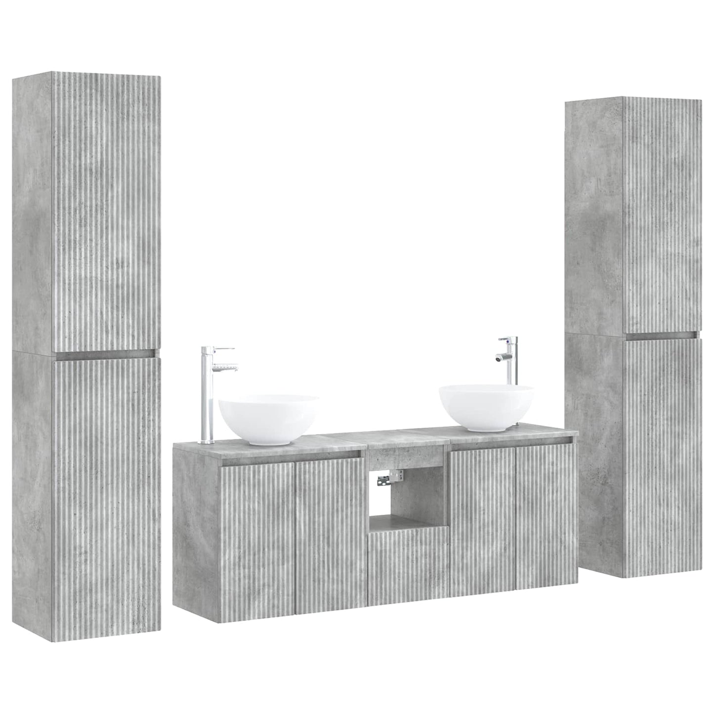 vidaXL Bathroom Furniture Set 5 pcs Concrete Grey 33 x 34.5 x 160 cm 2