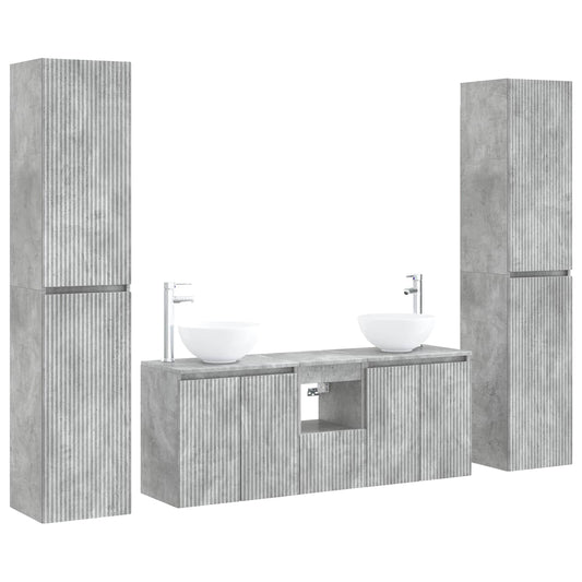 Bathroom Cabinet Set 5 pcs 129 x 35 x 80 cm Concrete grey